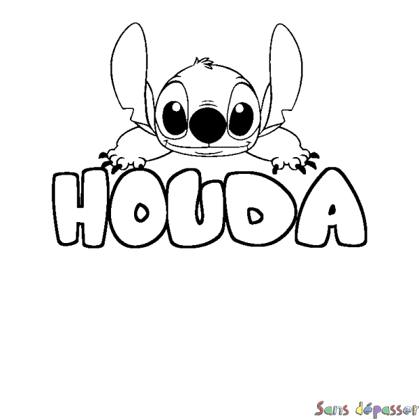 Coloriage prénom HOUDA - d&eacute;cor Stitch