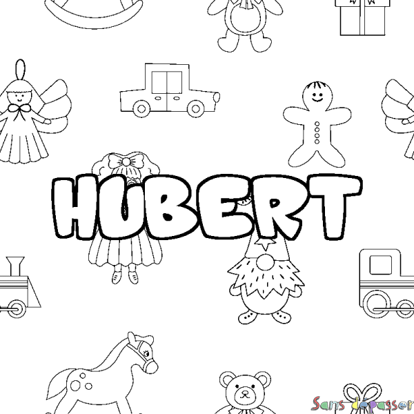 Coloriage prénom HUBERT - d&eacute;cor Jouets