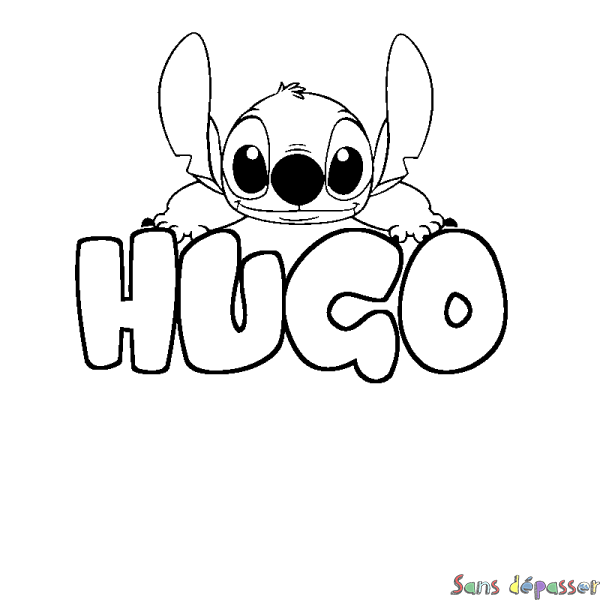 Coloriage prénom HUGO - d&eacute;cor Stitch