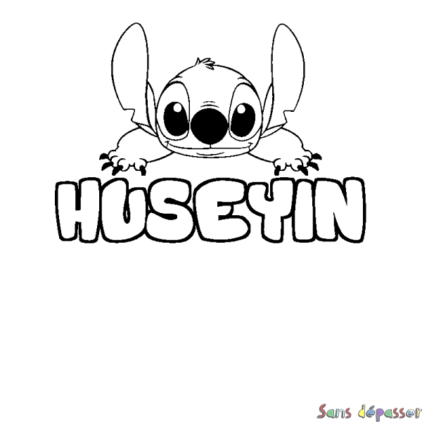 Coloriage prénom HUSEYIN - d&eacute;cor Stitch