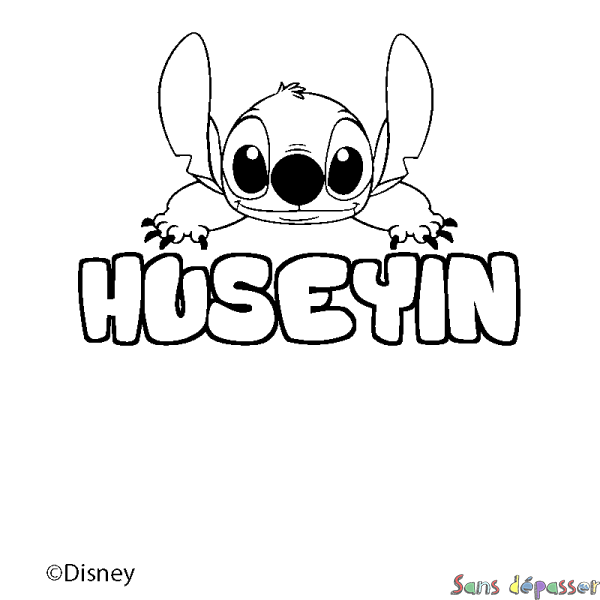 Coloriage pr&eacute;nom HUSEYIN - d&eacute;cor Stitch