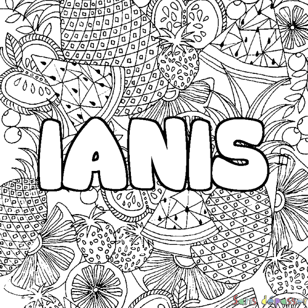 Coloriage prénom IANIS - d&eacute;cor Mandala fruits