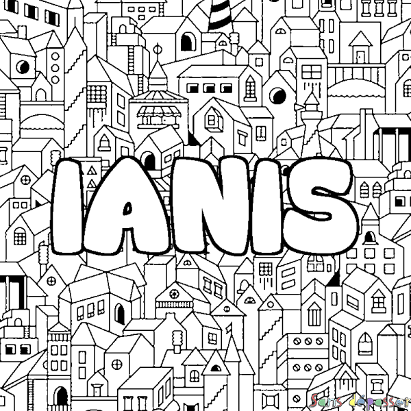 Coloriage prénom IANIS - d&eacute;cor Ville