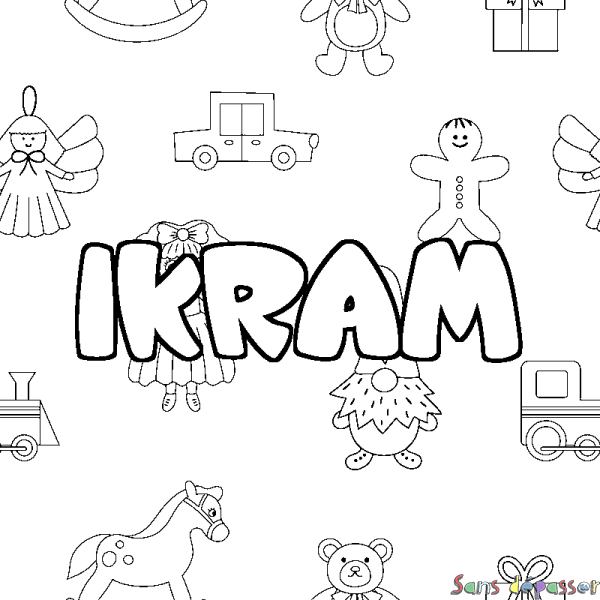 Coloriage prénom IKRAM - d&eacute;cor Jouets