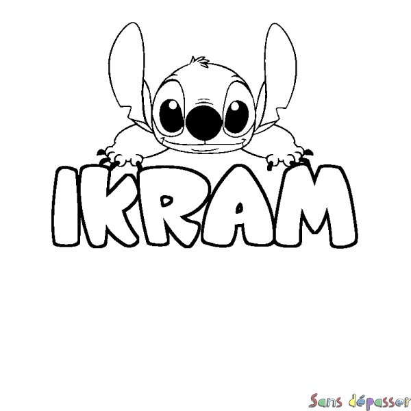 Coloriage prénom IKRAM - d&eacute;cor Stitch