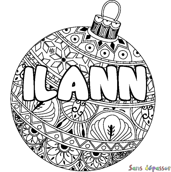 Coloriage pr&eacute;nom ILANN - d&eacute;cor Boule de No&euml;l