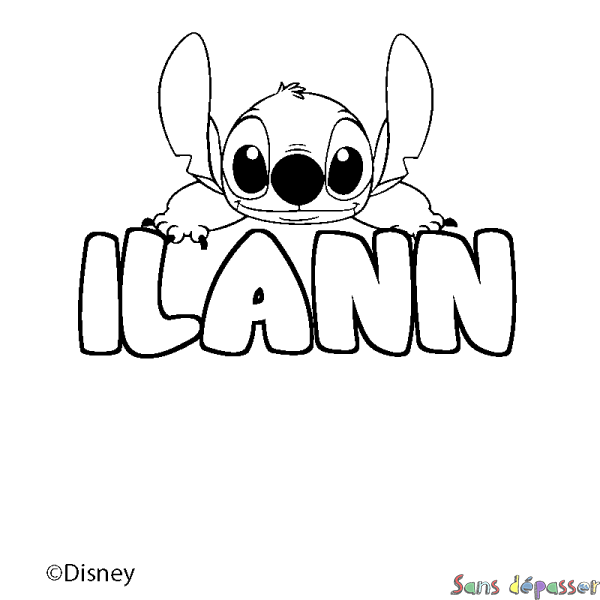 Coloriage pr&eacute;nom ILANN - d&eacute;cor Stitch