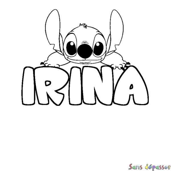 Coloriage prénom IRINA - d&eacute;cor Stitch