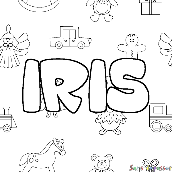 Coloriage prénom IRIS - d&eacute;cor Jouets