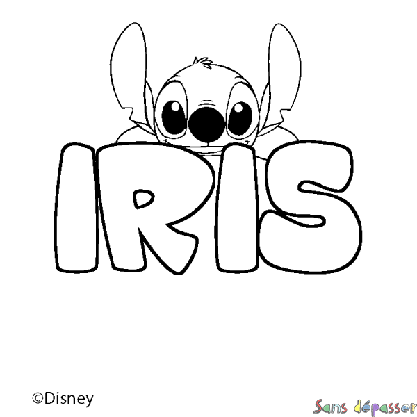Coloriage pr&eacute;nom IRIS - d&eacute;cor Stitch