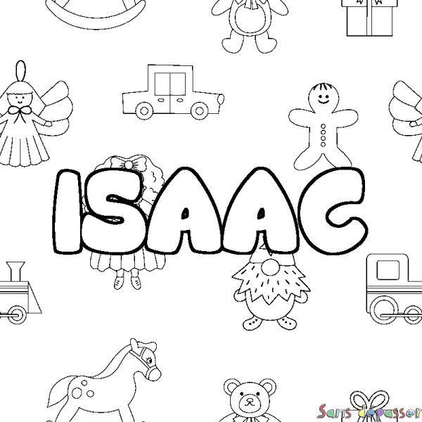 Coloriage prénom ISAAC - d&eacute;cor Jouets