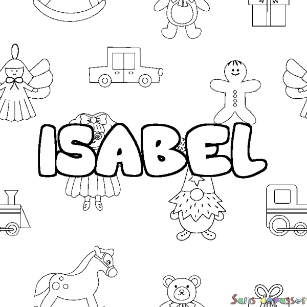 Coloriage prénom ISABEL - d&eacute;cor Jouets
