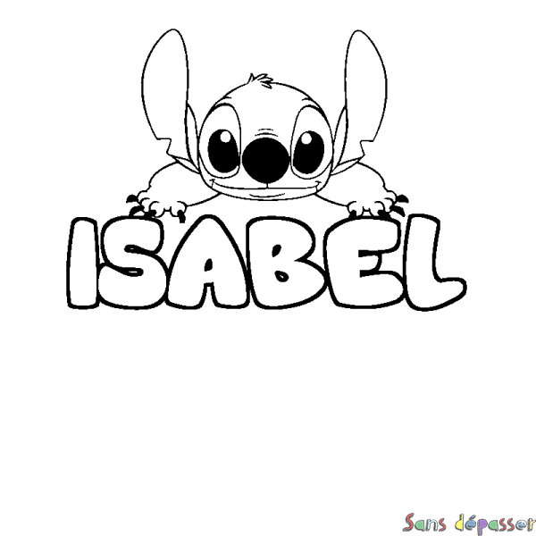 Coloriage prénom ISABEL - d&eacute;cor Stitch
