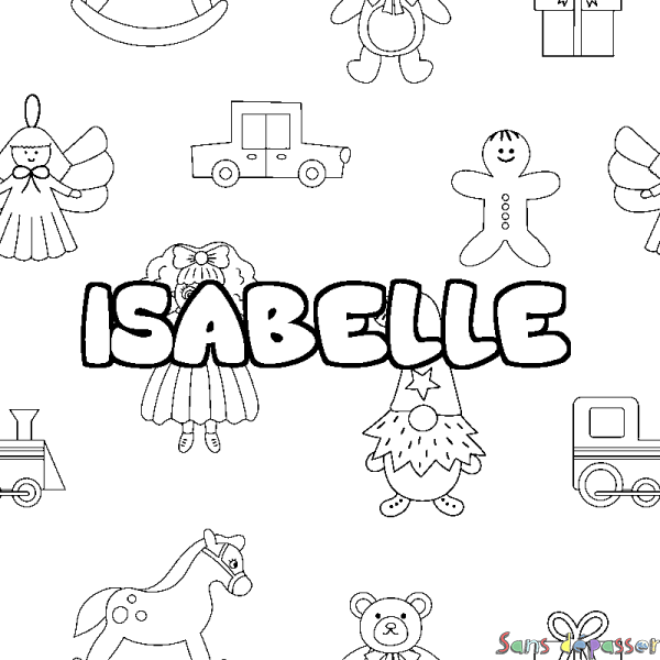 Coloriage prénom ISABELLE - d&eacute;cor Jouets