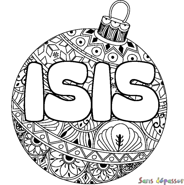 Coloriage prénom ISIS - d&eacute;cor Boule de No&euml;l