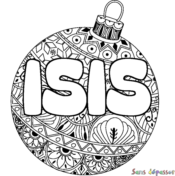Coloriage pr&eacute;nom ISIS - d&eacute;cor Boule de No&euml;l