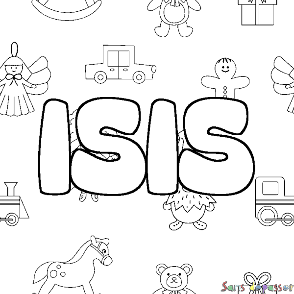 Coloriage prénom ISIS - d&eacute;cor Jouets