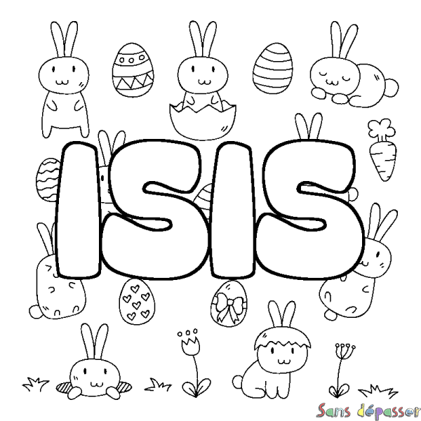 Coloriage prénom ISIS - d&eacute;cor Paques