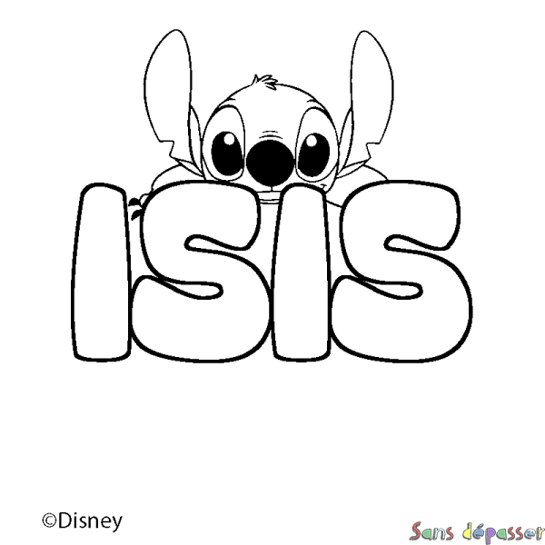 Coloriage pr&eacute;nom ISIS - d&eacute;cor Stitch