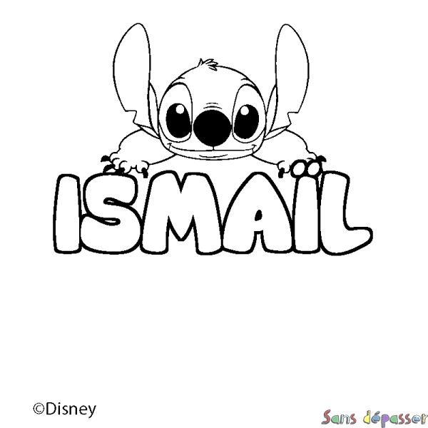 Coloriage pr&eacute;nom ISMA&Iuml;L - d&eacute;cor Stitch