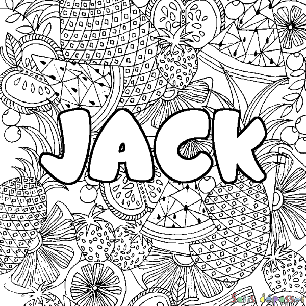 Coloriage prénom JACK - d&eacute;cor Mandala fruits