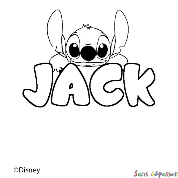 Coloriage pr&eacute;nom JACK - d&eacute;cor Stitch