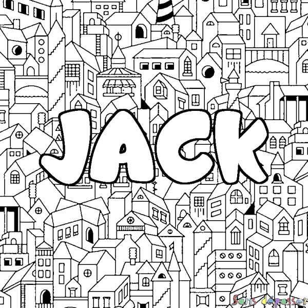 Coloriage prénom JACK - d&eacute;cor Ville