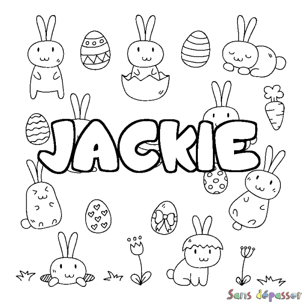 Coloriage prénom JACKIE - d&eacute;cor Paques