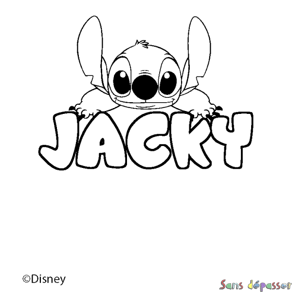 Coloriage pr&eacute;nom JACKY - d&eacute;cor Stitch