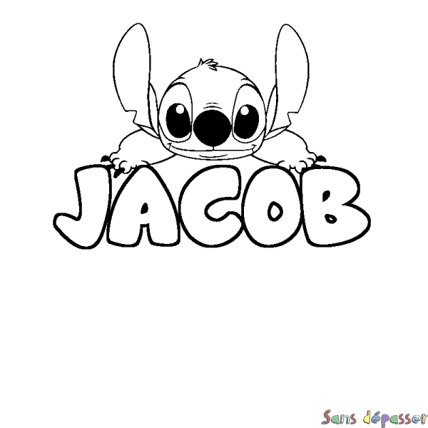 Coloriage prénom JACOB - d&eacute;cor Stitch