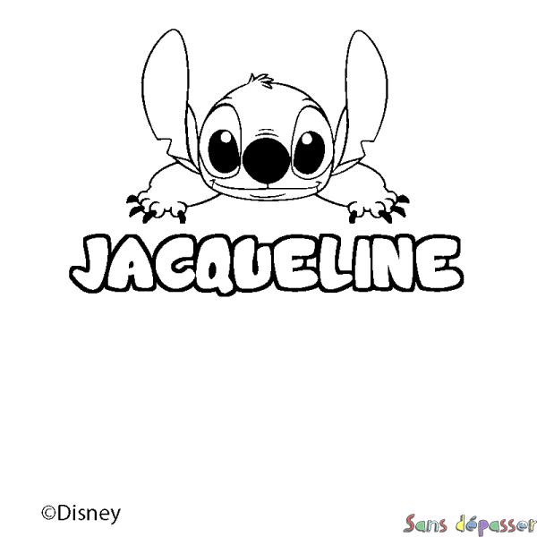 Coloriage pr&eacute;nom JACQUELINE - d&eacute;cor Stitch