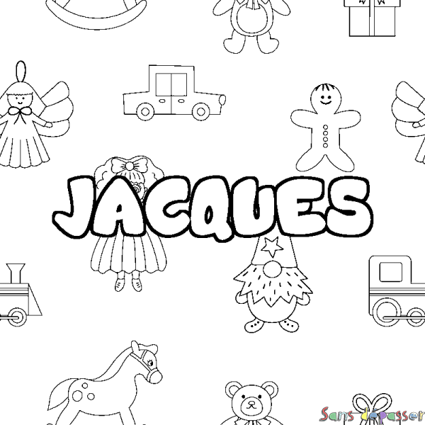 Coloriage prénom JACQUES - d&eacute;cor Jouets