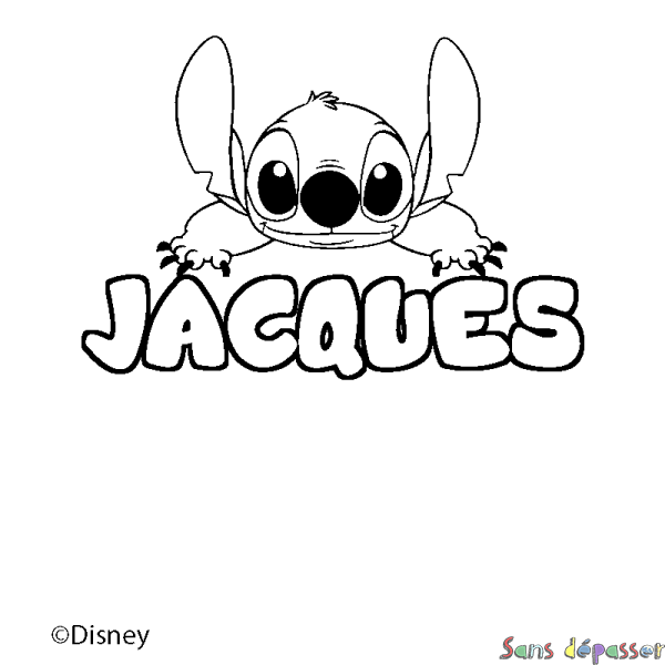 Coloriage pr&eacute;nom JACQUES - d&eacute;cor Stitch