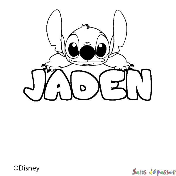 Coloriage pr&eacute;nom JADEN - d&eacute;cor Stitch