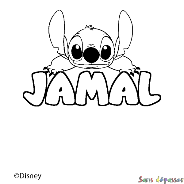 Coloriage pr&eacute;nom JAMAL - d&eacute;cor Stitch