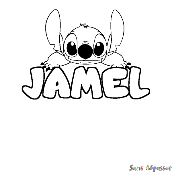 Coloriage prénom JAMEL - d&eacute;cor Stitch