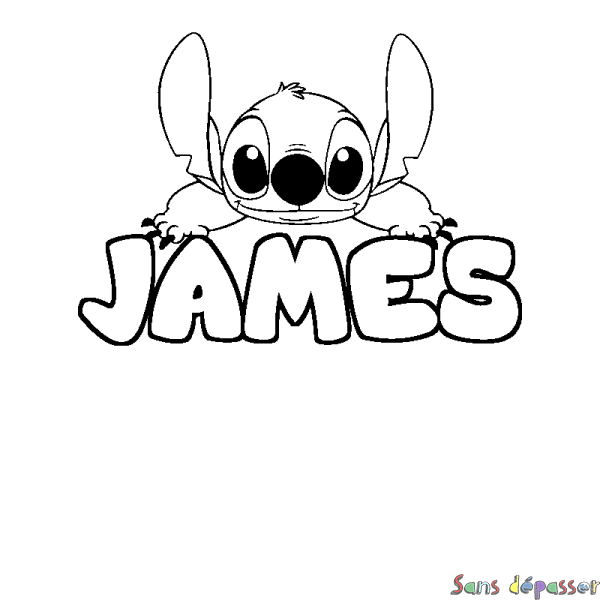 Coloriage prénom JAMES - d&eacute;cor Stitch