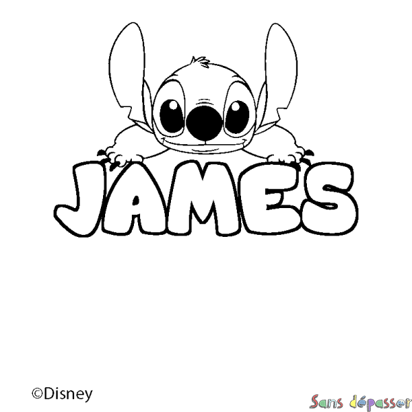 Coloriage pr&eacute;nom JAMES - d&eacute;cor Stitch