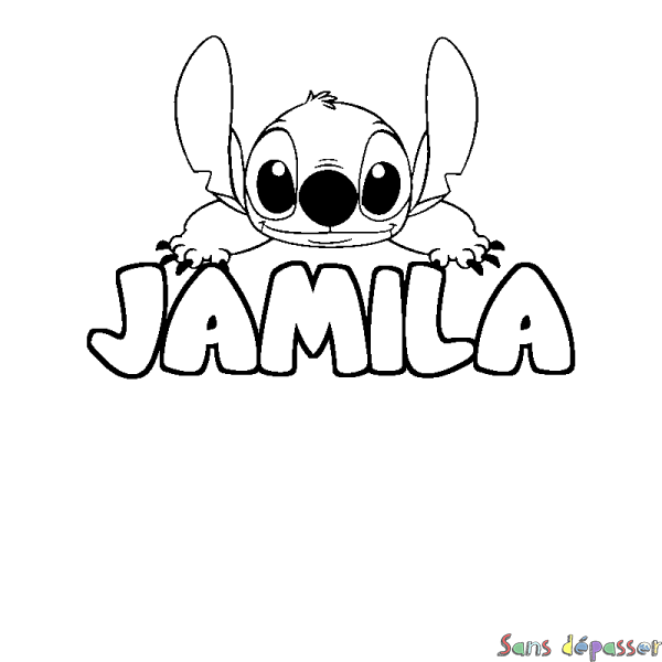 Coloriage prénom JAMILA - d&eacute;cor Stitch