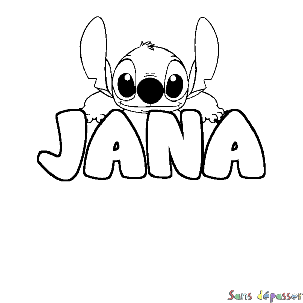 Coloriage prénom JANA - d&eacute;cor Stitch