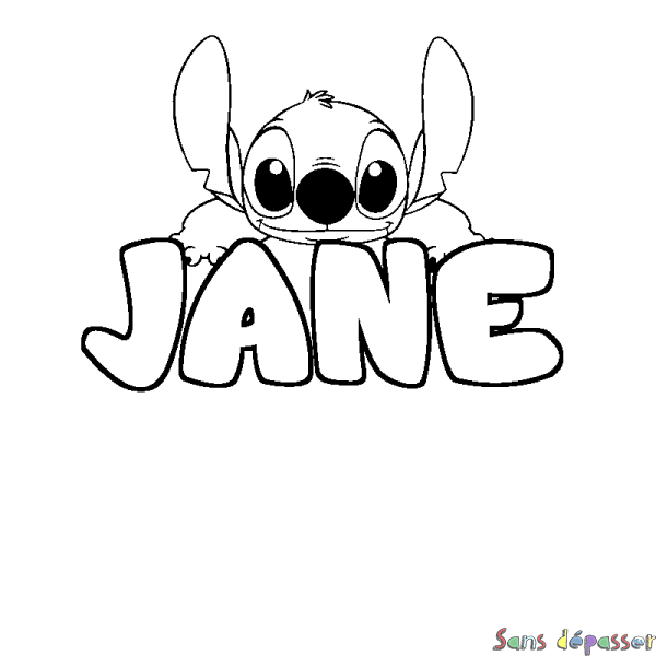 Coloriage prénom JANE - d&eacute;cor Stitch
