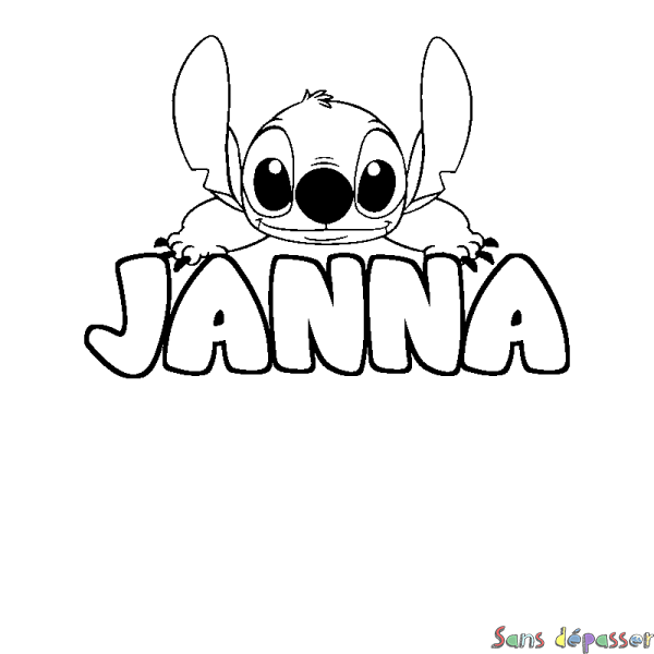 Coloriage prénom JANNA - d&eacute;cor Stitch