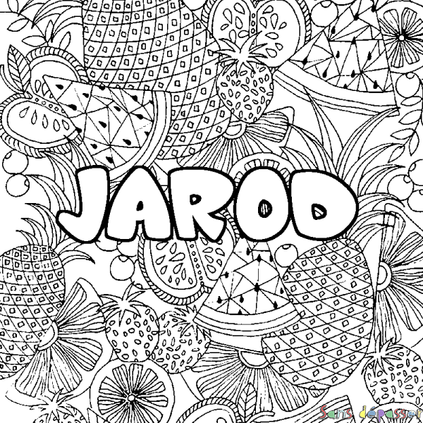 Coloriage prénom JAROD - d&eacute;cor Mandala fruits