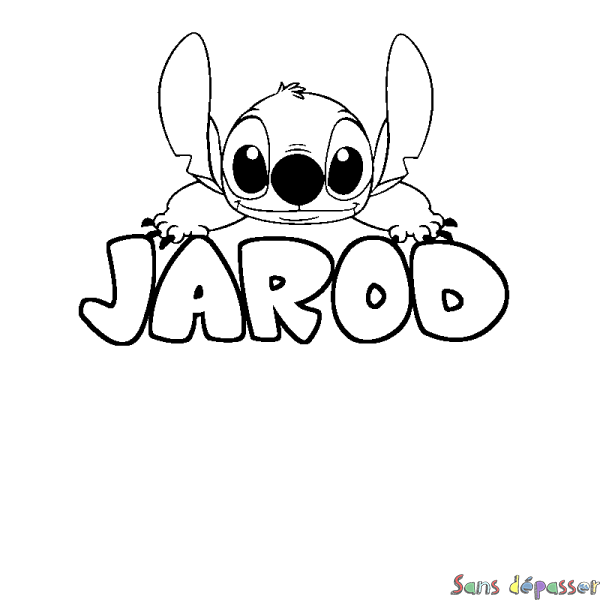 Coloriage prénom JAROD - d&eacute;cor Stitch