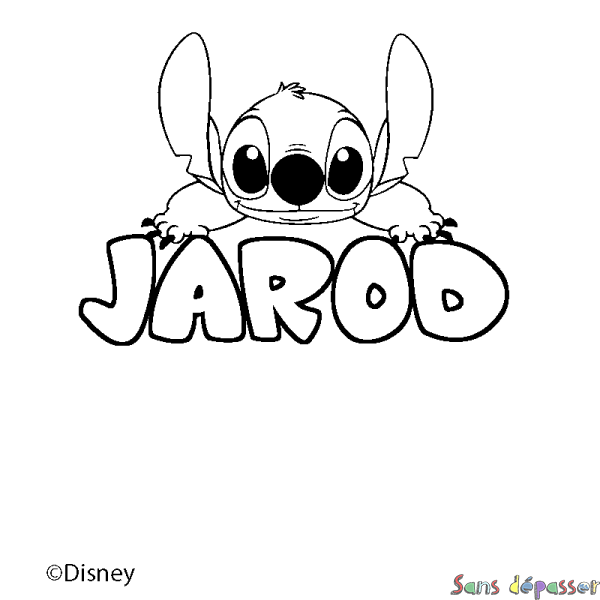 Coloriage pr&eacute;nom JAROD - d&eacute;cor Stitch