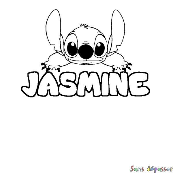 Coloriage prénom JASMINE - d&eacute;cor Stitch
