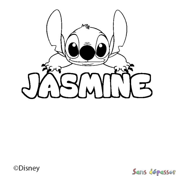 Coloriage pr&eacute;nom JASMINE - d&eacute;cor Stitch