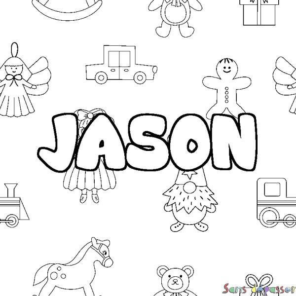 Coloriage pr&eacute;nom JASON - d&eacute;cor Jouets