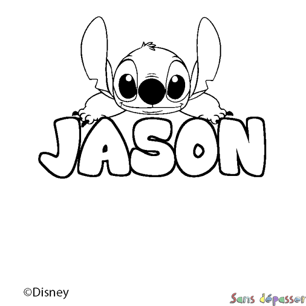 Coloriage pr&eacute;nom JASON - d&eacute;cor Stitch