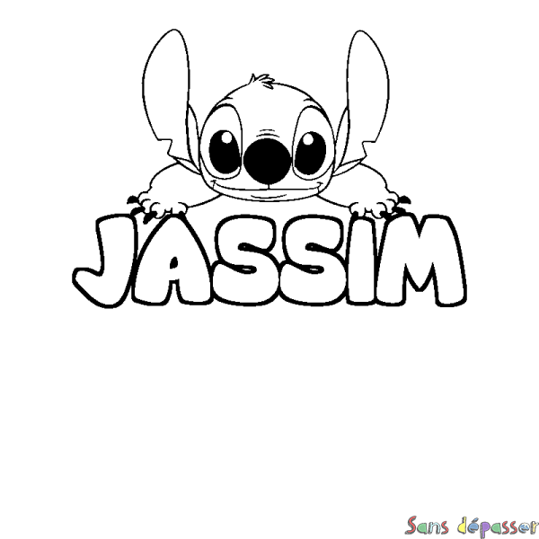 Coloriage prénom JASSIM - d&eacute;cor Stitch